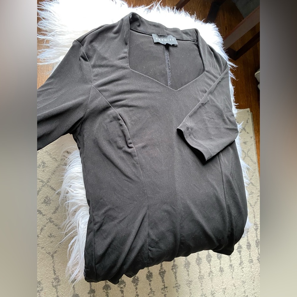 Premise Professional Work Sweetheart Neckline Black Top - Picture 5 of 5